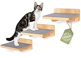 WOOWOOD®️ Kletterwand Katzen | Katzentreppen 3er-Set | Katzentreppe Wand | Katzenleiter | Katzenwand Klettern | Catwalk Katzen | Größe XL