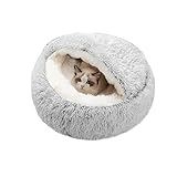 Beruhigendes Bett für Katzen und Kleine Hunde,SUOXU Katzenbett Waschbar Haustierbett,50 cm Donut Flauschig Rund Cat Bed,Weiche Kuschelbett für Den Schlaf im Innenbereich