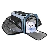 ABISTAB Transportbox Katze und Hunde Hundebox faltbar Tragetasche für Auto- und Flugreisen geeignet Tragetasche Maxi zweiseitig ausklappbar mit Langer Shultergurt