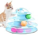 Interaktives Katzenspielzeug, Katze Bälle Trackball, Katzen Spielturm Spielzeug, Haustier Katzenspielzeug, 4 Turm und 4 Bälle, Interaktives Trainingsgerät für Katzen