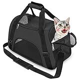 YLONG Transporttasche für Katzen und Hunde, von Fluggesellschaften zugelassen, weiche Seiten, tragbar, faltbar, für Haustiere, Fluggesellschaften zugelassen(M, Black)